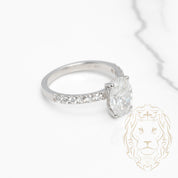 Bague de fiançailles - Or 14K blanc halo caché diamant lab 2.06CT coupe ovale & monture pavé 0.40CT - RIGL082
