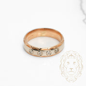 Bague jonc - Or 14K deux tons jaune & blanc sertie de diamants naturels 0.10CT - RIGD539