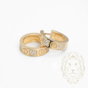 Hoops - Or 10K jaune amour pavé de cz 4mm X 11mm - BOG977