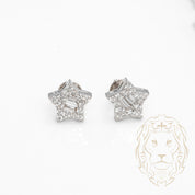 Studs à visser - Or 10K blanc étoile pavé de diamants lab VVS coupe rond 0.39CT & baguette 0.17CT - BOGL056