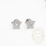 Screw-back Studs - 10K White Gold Star with Lab-Grown Diamond Pave Round 0.39CT & Baguette 0.17CT - BOGL056