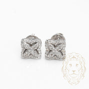 Studs à visser - Or 10K blanc blossom pavé de diamants lab VVS coupe rond 0.34CT - BOGL057