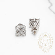 Studs à visser - Or 10K blanc blossom pavé de diamants lab VVS coupe rond 0.34CT - BOGL057