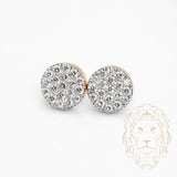 Studs à visser - Or 10K deux tons jaune & blanc cercle pavé de diamants lab VVS coupe rond brillant 1.29CT - BOGL058
