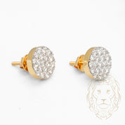 Studs à visser - Or 10K deux tons jaune & blanc cercle pavé de diamants lab VVS coupe rond brillant 1.29CT - BOGL058