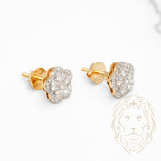 Studs à visser - Or 10K deux tons jaune & blanc fleur pavé de diamants lab VVS coupe rond brillant 0.82CT - BOGL059