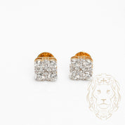 Studs à visser - Or 10K deux tons jaune & blanc carré pavé de diamants lab VVS coupe rond brillant 0.76CT - BOGL060
