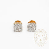 Studs à visser - Or 10K deux tons jaune & blanc carré pavé de diamants lab VVS coupe rond brillant 0.76CT - BOGL060
