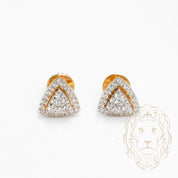 Studs à visser - Or 10K deux tons jaune & blanc halo triangle pavé de diamants lab VVS coupe rond brillant 0.35CT - BOGL061