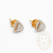 Studs à visser - Or 10K deux tons jaune & blanc halo triangle pavé de diamants lab VVS coupe rond brillant 0.35CT - BOGL061