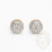 Studs à visser - Or 10K deux tons jaune & blanc octogone pavé de diamants lab VVS coupe rond brillant 0.62CT - BOGL062