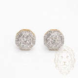 Studs à visser - Or 10K deux tons jaune & blanc octogone pavé de diamants lab VVS coupe rond brillant 0.62CT - BOGL062