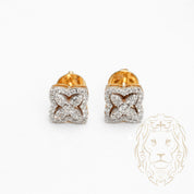 Studs à visser - Or 10K deux tons jaune & blanc blossom pavé de diamants lab VVS coupe rond brillant 0.25CT - BOGL063