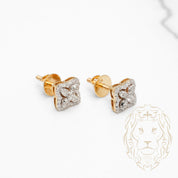 Studs à visser - Or 10K deux tons jaune & blanc blossom pavé de diamants lab VVS coupe rond brillant 0.25CT - BOGL063