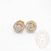 Studs à visser - Or 10K deux tons jaune & blanc halo pavé de diamants lab VVS coupe rond brillant 0.39CT - BOGL064