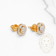 Studs à visser - Or 10K deux tons jaune & blanc halo pavé de diamants lab VVS coupe rond brillant 0.39CT - BOGL064