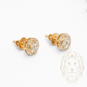 Studs à visser - Or 10K jaune halo cercle pavé de diamants lab VVS coupe rond brillant 0.54CT - BOGL065