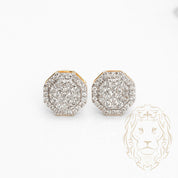 Studs à visser - Or 10K deux tons jaune & blanc octogone pavé de diamants lab VVS coupe rond brillant 0.48CT - BOGL067