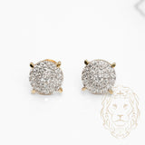 Screw-back Studs - 10K Two-Tone Yellow & White Gold Lab-Grown Diamond Pave Circle VVS Round Brilliant Cut 0.61CT - BOGL068