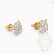 Studs à visser - Or 10K deux tons jaune & blanc cercle pavé de diamants lab VVS coupe rond brillant 0.61CT - BOGL068