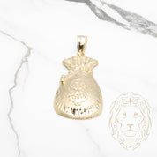 Pendentif - Or 10K jaune sac d'argent coupe diamant - PEG872