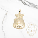 Pendentif - Or 10K jaune sac d'argent coupe diamant - PEG872