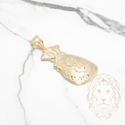 Pendentif - Or 10K jaune sac d'argent coupe diamant - PEG872