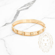 Bracelet jonc - Or 18K jaune trèfles coupe diamant - BRG747