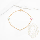 Bracelet - Or 14K jaune fleurs en émail multicolores - BRG750