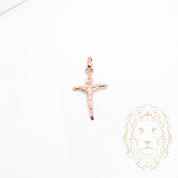 Pendentif - Or 14K rose croix avec Jésus - PEG877
