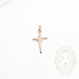 Pendentif - Or 14K rose croix avec Jésus - PEG877