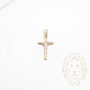 Pendentif - Or 10K deux tons jaune & blanc croix avec Jésus - PEG879
