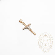 Pendentif - Or 10K deux tons jaune & blanc croix avec Jésus - PEG879