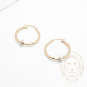 Hoops - Or 14K deux tons jaune & blanc coeur coupe diamant 2mm X 20mm - BOG978