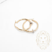 Hoops - Or 14K deux tons jaune & blanc coeur coupe diamant 2mm X 20mm - BOG978