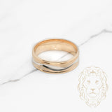 Bague jonc - Or 10K deux tons jaune & blanc vague coupe diamant - RIG846