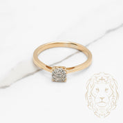 Bague de fiançailles - Or 14K deux tons jaune & blanc illusion diamants naturels 0.02CT - RIGD541