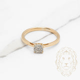 Bague de fiançailles - Or 14K deux tons jaune & blanc illusion diamants naturels 0.02CT - RIGD541