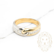 Bague - Or 18K deux tons jaune & blanc noeud diamants naturels 0.30CT coupe princesse serti en canal - RIGD542