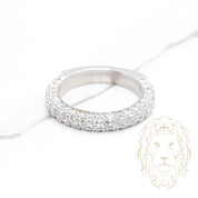 Bague - Or 14K blanc semi-éternité pavé de diamants lab 1.10CT coupe rond brillant - RIGL086