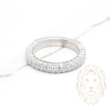 Bague - Or 14K blanc semi-éternité pavé de diamants lab 1.10CT coupe rond brillant - RIGL086
