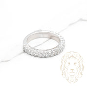 Bague - Or 14K blanc semi-éternité pavé de diamants lab 1.10CT coupe rond brillant - RIGL086