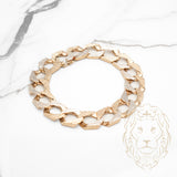 Bracelet - Or 10K jaune gourmette coupe diamant solide 14.5mm - BRG755