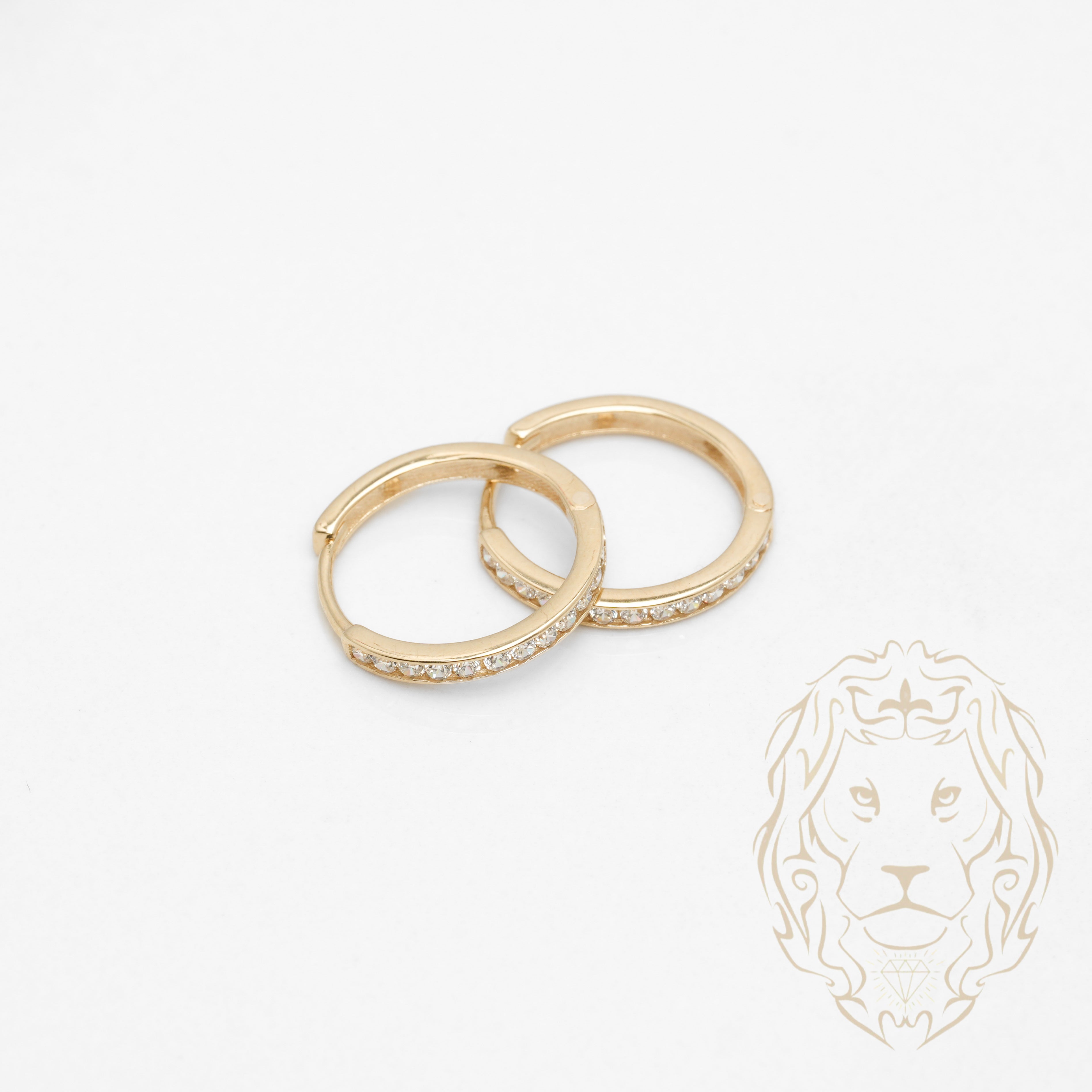 Hoops - Or 10K jaune pierres cz en canal 2mm X 13mm - BOG984