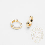 Huggies - Or 10K deux tons jaune & blanc coupe diamant 3.5mm X 10mm - BOG998