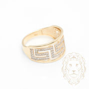 Bague - Or 10K deux tons jaune & blanc motif méduse pavé cz - RIG861