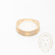 Ensemble de mariage pour elle & lui - Or 10K jaune bague de fiançailles & (2) alliances microbillé pavé cz - RIG864