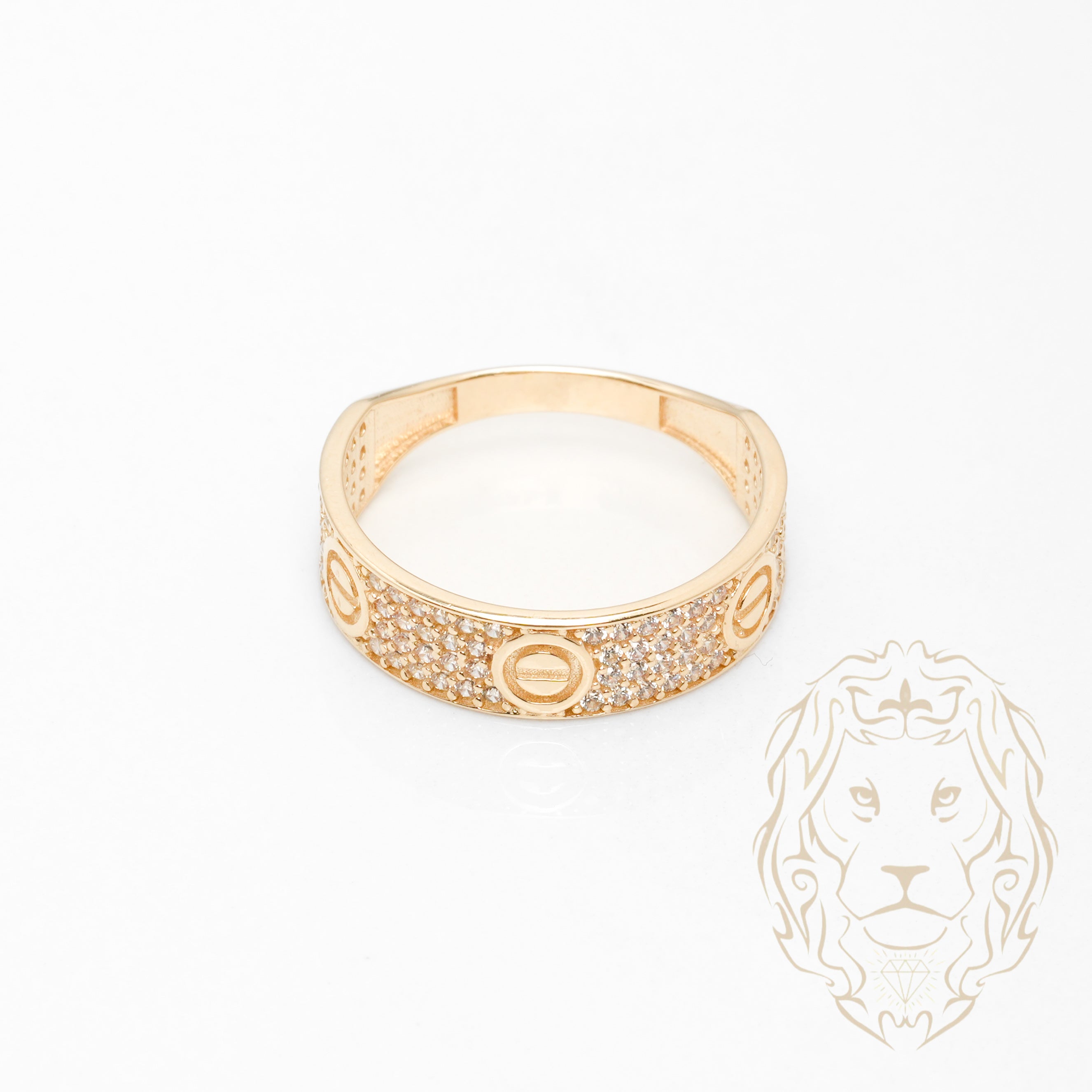 Ensemble de mariage pour elle & lui - Or 10K jaune bague de fiançailles & (2) alliances microbillé pavé cz - RIG864