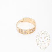 Ensemble de mariage pour elle & lui - Or 10K jaune bague de fiançailles & (2) alliances microbillé pavé cz - RIG864