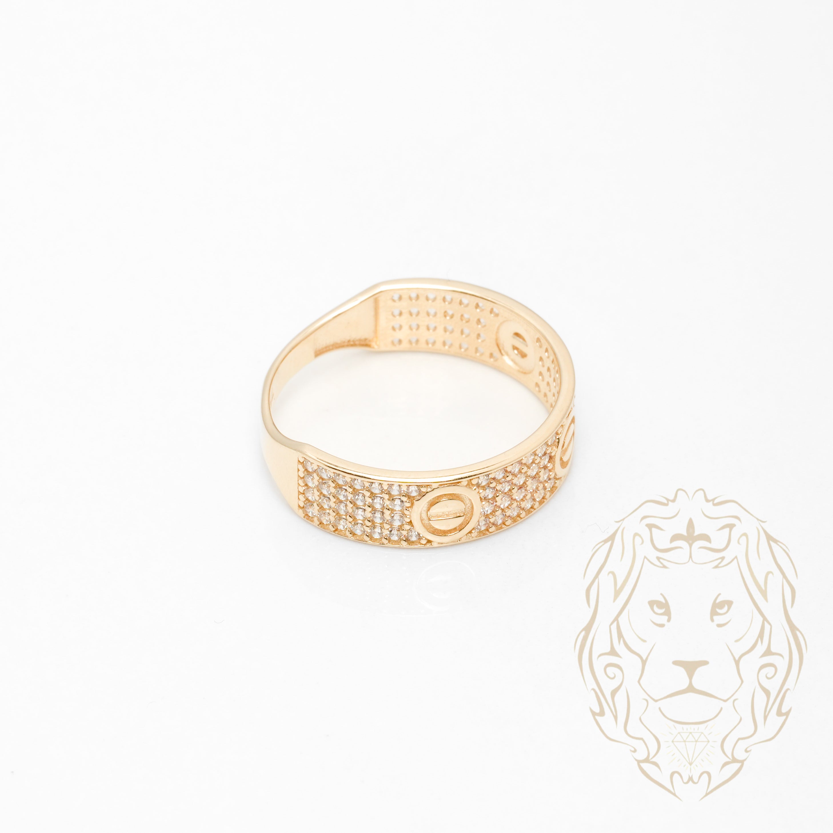 Ensemble de mariage pour elle & lui - Or 10K jaune bague de fiançailles & (2) alliances microbillé pavé cz - RIG864